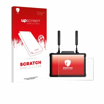 Parte frontale di una confezione del prodotto con il logo del marchio upscreen. Accanto è raffigurato il dispositivo Hollyland