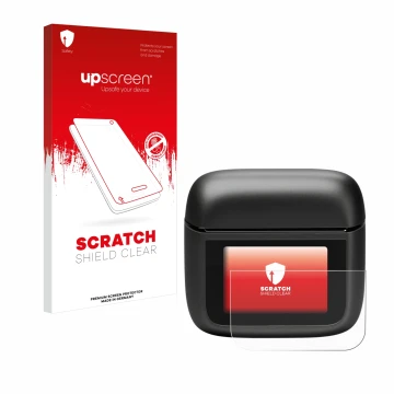 Parte frontale di una confezione del prodotto con il logo del marchio upscreen. Accanto è raffigurato il dispositivo JBL Tour 