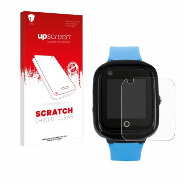 Parte frontale di una confezione del prodotto con il logo del marchio upscreen. Accanto è raffigurato il dispositivo One2Track