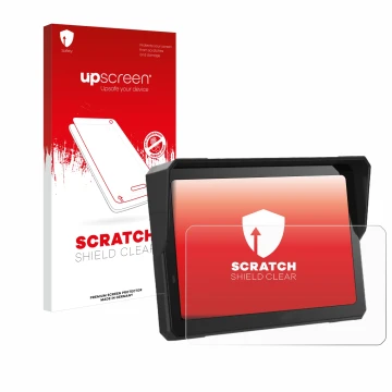 Parte frontale di una confezione del prodotto con il logo del marchio upscreen. Accanto è raffigurato il dispositivo Carpuride