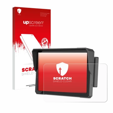 Parte frontale di una confezione del prodotto con il logo del marchio upscreen. Accanto è raffigurato il dispositivo Carpuride
