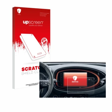 Parte frontale di una confezione del prodotto con il logo del marchio upscreen. Accanto è raffigurato il dispositivo Toyota Ay