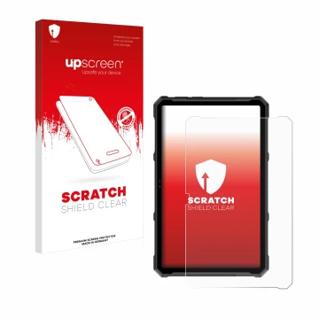 Parte frontale di una confezione del prodotto con il logo del marchio upscreen. Accanto è raffigurato il dispositivo Ulefone A