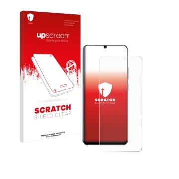 Parte frontale di una confezione del prodotto con il logo del marchio upscreen. Accanto è raffigurato il dispositivo realme No