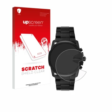 Parte frontale di una confezione del prodotto con il logo del marchio upscreen. Accanto è raffigurato il dispositivo Diesel Ma