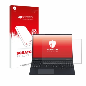 Parte frontale di una confezione del prodotto con il logo del marchio upscreen. Accanto è raffigurato il dispositivo Tuxedo In