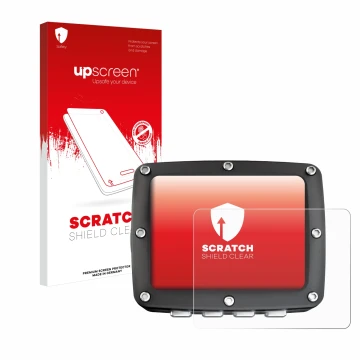 Parte frontale di una confezione del prodotto con il logo del marchio upscreen. Accanto è raffigurato il dispositivo Ratio iX3