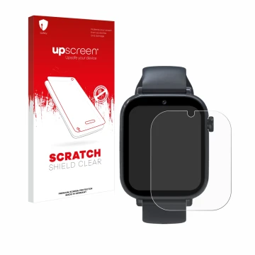 Parte frontale di una confezione del prodotto con il logo del marchio upscreen. Accanto è raffigurato il dispositivo Forever K