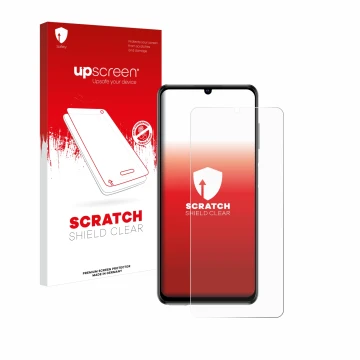 Parte frontale di una confezione del prodotto con il logo del marchio upscreen. Accanto è raffigurato il dispositivo ZTE Blade