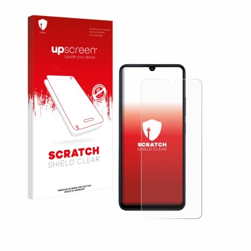 Parte frontale di una confezione del prodotto con il logo del marchio upscreen. Accanto è raffigurato il dispositivo Xiaomi Re