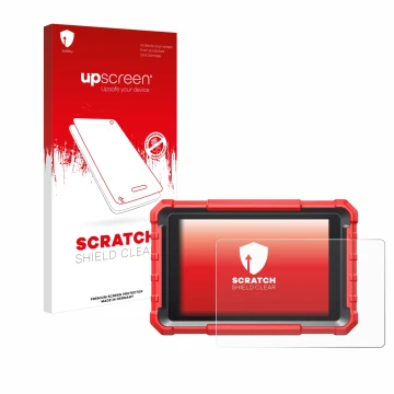 Parte frontale di una confezione del prodotto con il logo del marchio upscreen. Accanto è raffigurato il dispositivo Launch X-