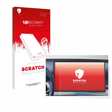 Parte frontale di una confezione del prodotto con il logo del marchio upscreen. Accanto è raffigurato il dispositivo BYD Atto 
