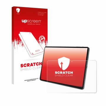 Parte frontale di una confezione del prodotto con il logo del marchio upscreen. Accanto è raffigurato il dispositivo Terra Pad