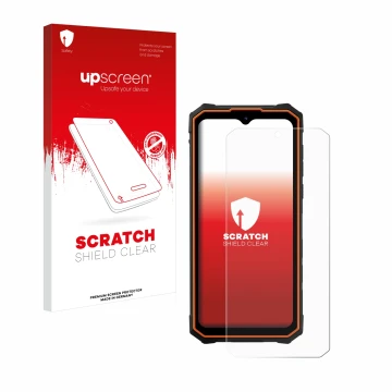 Parte frontale di una confezione del prodotto con il logo del marchio upscreen. Accanto è raffigurato il dispositivo Hotwav Cy