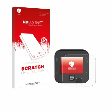 Parte frontale di una confezione del prodotto con il logo del marchio upscreen. Accanto è raffigurato il dispositivo ISDT Q6 R