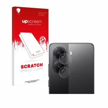 Parte frontale di una confezione del prodotto con il logo del marchio upscreen. Accanto è raffigurato il dispositivo Xiaomi Po