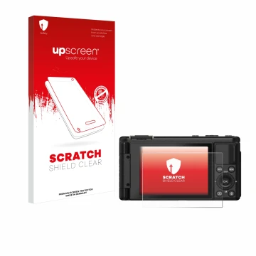Parte frontale di una confezione del prodotto con il logo del marchio upscreen. Accanto è raffigurato il dispositivo Yashica C