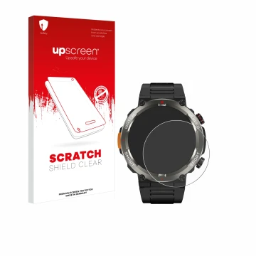 Parte frontale di una confezione del prodotto con il logo del marchio upscreen. Accanto è raffigurato il dispositivo Blackview