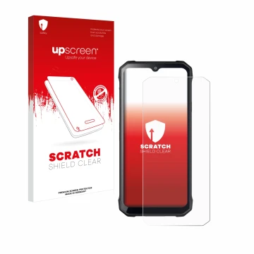Parte frontale di una confezione del prodotto con il logo del marchio upscreen. Accanto è raffigurato il dispositivo Hotwav T7