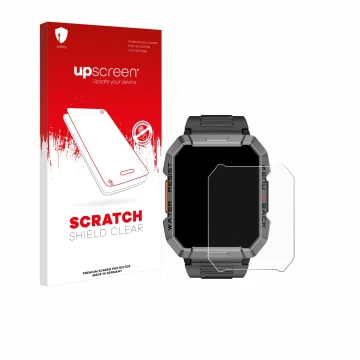 Parte frontale di una confezione del prodotto con il logo del marchio upscreen. Accanto è raffigurato il dispositivo Blackview