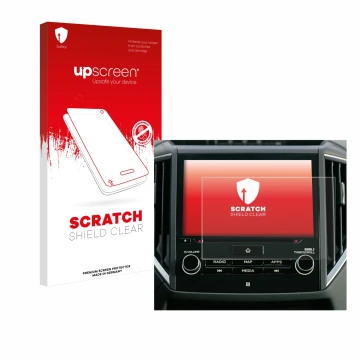 Parte frontale di una confezione del prodotto con il logo del marchio upscreen. Accanto è raffigurato il dispositivo Subaru Fo