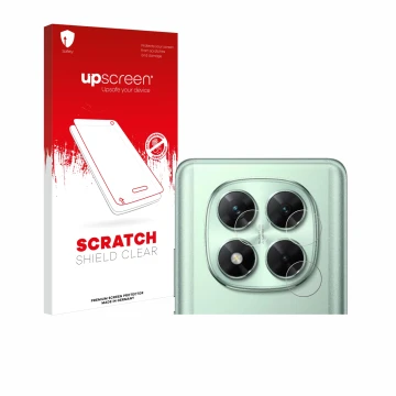 Parte frontale di una confezione del prodotto con il logo del marchio upscreen. Accanto è raffigurato il dispositivo Xiaomi Po