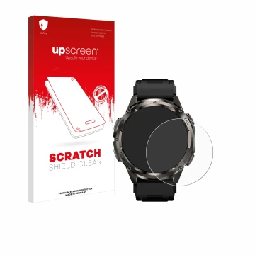 Parte frontale di una confezione del prodotto con il logo del marchio upscreen. Accanto è raffigurato il dispositivo Kospet Ta