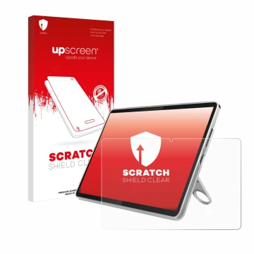 Parte frontale di una confezione del prodotto con il logo del marchio upscreen. Accanto è raffigurato il dispositivo Lenovo Ta