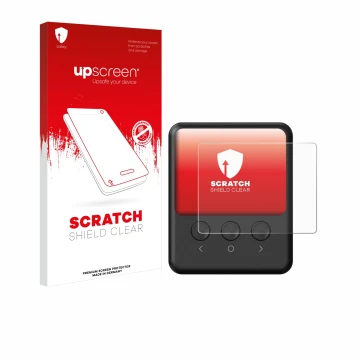 Parte frontale di una confezione del prodotto con il logo del marchio upscreen. Accanto è raffigurato il dispositivo ISDT 608P