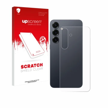 Parte frontale di una confezione del prodotto con il logo del marchio upscreen. Accanto è raffigurato il dispositivo Samsung G