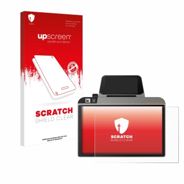 Parte frontale di una confezione del prodotto con il logo del marchio upscreen. Accanto è raffigurato il dispositivo Sunmi D3 