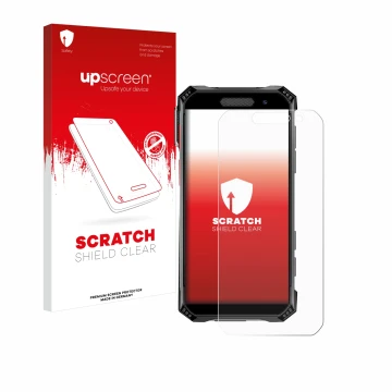 Parte frontale di una confezione del prodotto con il logo del marchio upscreen. Accanto è raffigurato il dispositivo Soyes S10