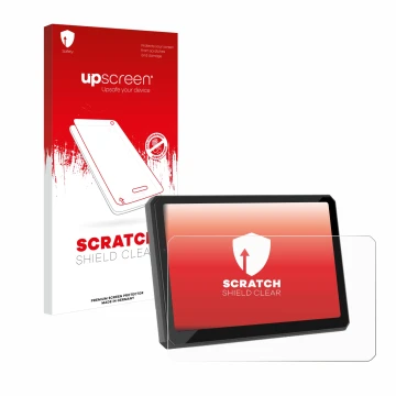 Parte frontale di una confezione del prodotto con il logo del marchio upscreen. Accanto è raffigurato il dispositivo Carpuride