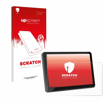 Parte frontale di una confezione del prodotto con il logo del marchio upscreen. Accanto è raffigurato il dispositivo Carpuride