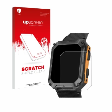 Parte frontale di una confezione del prodotto con il logo del marchio upscreen. Accanto è raffigurato il dispositivo Stahlgear