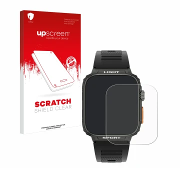 Parte frontale di una confezione del prodotto con il logo del marchio upscreen. Accanto è raffigurato il dispositivo Bekomiya 