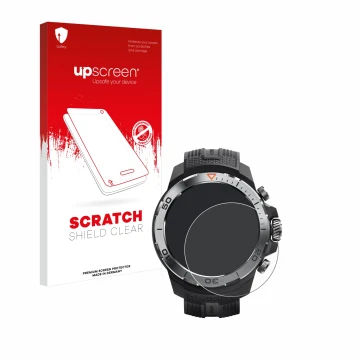 Parte frontale di una confezione del prodotto con il logo del marchio upscreen. Accanto è raffigurato il dispositivo Xiaomi Mi