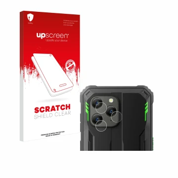 Parte frontale di una confezione del prodotto con il logo del marchio upscreen. Accanto è raffigurato il dispositivo Blackview