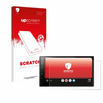 Parte frontale di una confezione del prodotto con il logo del marchio upscreen. Accanto è raffigurato il dispositivo Pioneer S