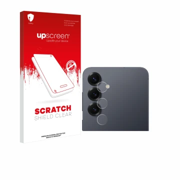 Parte frontale di una confezione del prodotto con il logo del marchio upscreen. Accanto è raffigurato il dispositivo Samsung G