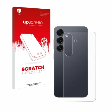 Parte frontale di una confezione del prodotto con il logo del marchio upscreen. Accanto è raffigurato il dispositivo Samsung G