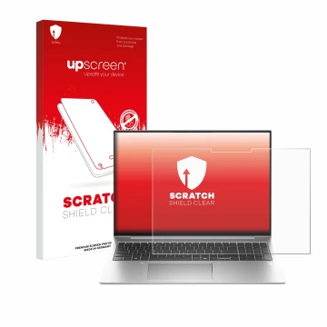 Parte frontale di una confezione del prodotto con il logo del marchio upscreen. Accanto è raffigurato il dispositivo HP EliteB