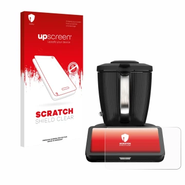 Parte frontale di una confezione del prodotto con il logo del marchio upscreen. Accanto è raffigurato il dispositivo Vorwerk T