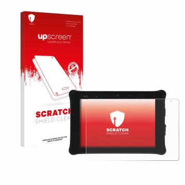 Parte frontale di una confezione del prodotto con il logo del marchio upscreen. Accanto è raffigurato il dispositivo Leica iCO