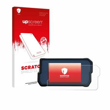 Parte frontale di una confezione del prodotto con il logo del marchio upscreen. Accanto è raffigurato il dispositivo KTM RC125