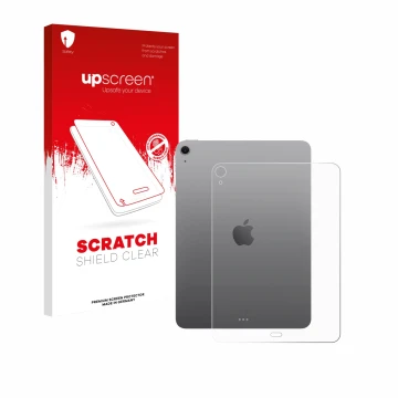 Parte frontale di una confezione del prodotto con il logo del marchio upscreen. Accanto è raffigurato il dispositivo Apple iPa