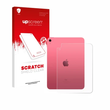 Parte frontale di una confezione del prodotto con il logo del marchio upscreen. Accanto è raffigurato il dispositivo Apple iPa