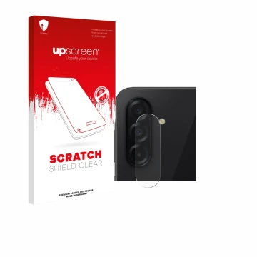 Parte frontale di una confezione del prodotto con il logo del marchio upscreen. Accanto è raffigurato il dispositivo Samsung G