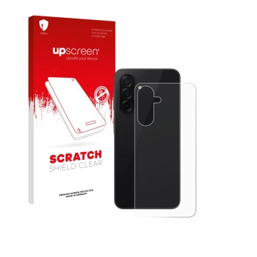 Parte frontale di una confezione del prodotto con il logo del marchio upscreen. Accanto è raffigurato il dispositivo Samsung G