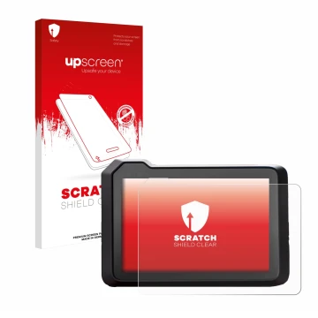 Parte frontale di una confezione del prodotto con il logo del marchio upscreen. Accanto è raffigurato il dispositivo KTM 1390 